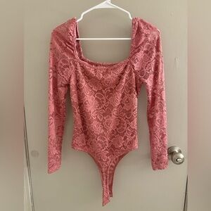 Forever 21 Pink Lace Bodysuit